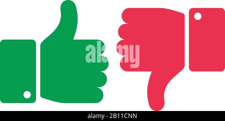 Like unlike buttons. Thumbs up and down isolated icons. Yes and no fingers, positive negative marks vector symbols Stock Vector