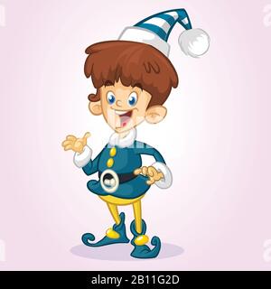 Christmas Elf Cartoon Character Santa Helper  Vector Illustration Isolated Stock Vector