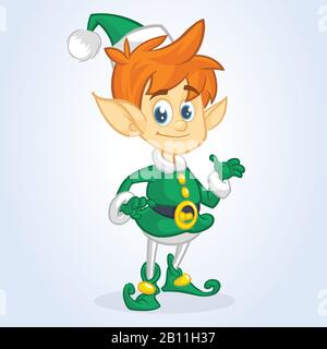 Christmas Elf Cartoon Character Santa Helper  Vector Illustration Isolated Stock Vector