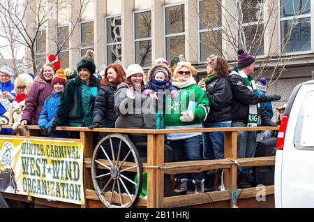 St. Paul, MN/USA - January 25, 2020: West wind organization in annual grande day parade of winter carnival. Stock Photo