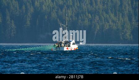 Ship fishing salmon. Johnstone strait. Vancouver island. Canada Stock Photo