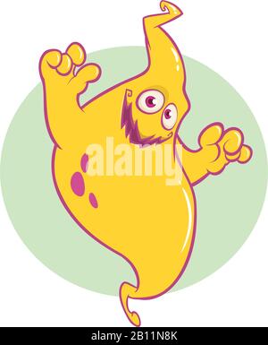 Naughty ghost smiling cartoon. Halloween vector illustration Stock Vector