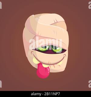 Happy Halloween head mummy showing tongue. Vector illustration Stock Vector