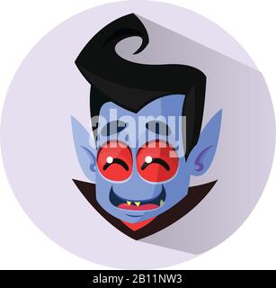 Happy cartoon vampire head icon. Vector illustration Stock Vector