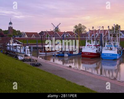 Harbor in Ditzum an der Ems, Ditzum, Jemgum, East Frisia, Lower Saxony, Germany Stock Photo