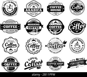 Coffee badges. Cafe logo stamp sticker. Restaurant logotype. Vintage logotype vector isolated illustration Stock Vector