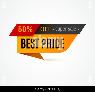 Price label. Special offer sale tag. 50 off discount sticker, retail badge vector template Stock Vector