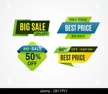 Price tag. Sale offer banner, discount promotion price badge. Vector big sale labels collection Stock Vector