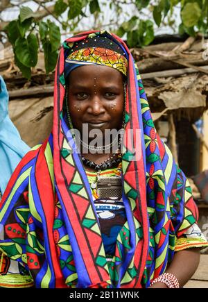 Woman from the Fulani people from northern Benin, Africa Stock Photo
