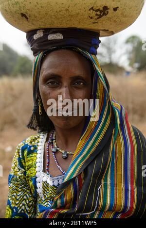 Woman from the Fulani people from northern Benin, Africa Stock Photo