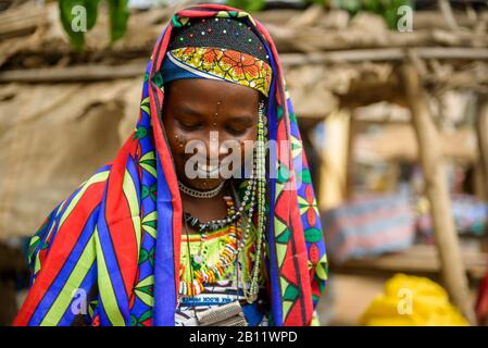 Woman from the Fulani people from northern Benin, Africa Stock Photo