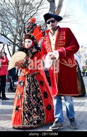 Vienna, Austria. 22nd Feb, 2020.  This year, carnival parades from all over the country will once again meet at the largest carnival parade in Eastern Austria in the Vienna Prater (Wiener Prater). Credit: Franz Perc / Alamy Live News Stock Photo