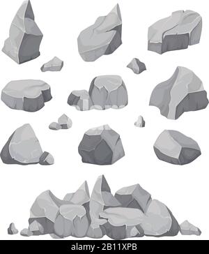 Rock stones. Graphite stone, coal and rocks pile isolated vector illustration Stock Vector
