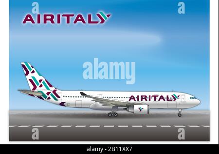 AirItaly Airbus A330, vector illustration Stock Vector