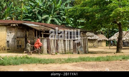 Toys made in Africa, equatorial rainforest, Gabon, Central Africa Stock Photo