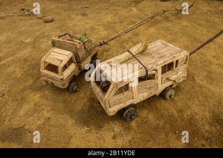 Toys made in Africa, equatorial rainforest, Gabon, Central Africa Stock Photo