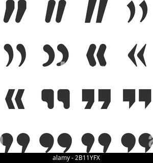 Quotes icons. Quote marks comma, speech excerpt remark icon and citation commas isolated vector set Stock Vector