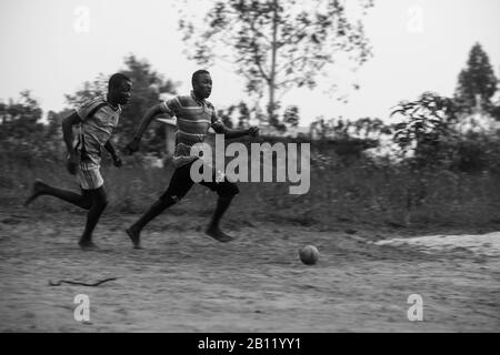 Street soccer, Democratic Republic of the Congo, Africa Stock Photo