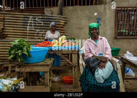 Living in Bairro Rangel, a museq, slum of Luanda, Angola, Africa Stock Photo