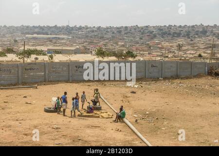 Living in Bairro Rangel, a museq, slum of Luanda, Angola, Africa Stock Photo