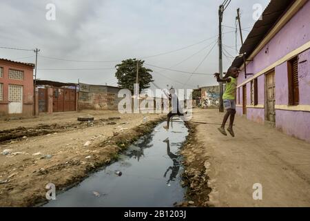 Living in Bairro Rangel, a museq, slum of Luanda, Angola, Africa Stock Photo