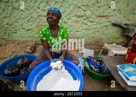 Living in Bairro Rangel, a museq, slum of Luanda, Angola, Africa Stock Photo