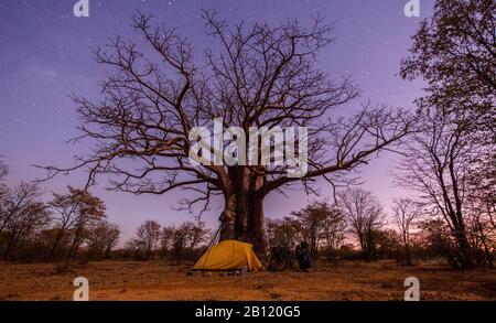 Camping in the steppe, Cunene Province, Angola, Africa Stock Photo