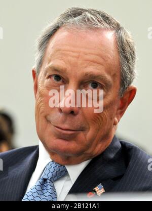 Washington, DC - July 31, 2008 -- New York City Mayor Michael Bloomberg testifies before the United States House of Representatives Committee on Energy and Commerce Subcommittee on Health in favor of H.R. 6594, the James Zadroga 9/11 Health and Compensation Act of 2008 in Washington, D.C. on Thursday, July 31, 2008.  The bill seeks to mandate federal funding for monitoring, screening, and treatment of 9/11 responders while continuing to fund essential ongoing federal research..Credit: Ron Sachs / CNP | usage worldwide Stock Photo