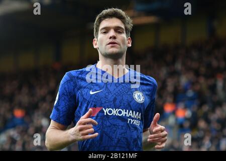 London, UK. 22nd Feb, 2020. Marcos Alonso of Chelsea FC during the Premier League match between Chelsea and Tottenham Hotspur at Stamford Bridge, London on Saturday 22nd February 2020. (Credit: Ivan Yordanov | MI News)Photograph may only be used for newspaper and/or magazine editorial purposes, license required for commercial use Credit: MI News & Sport /Alamy Live News Stock Photo