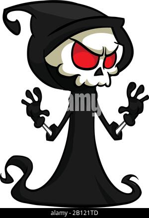 Cute Halloween skeleton death character icon Stock Vector
