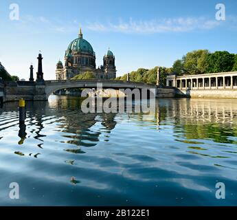 The Berlin Cathedral is reflected in the Spree, Berlin, Germany Stock Photo