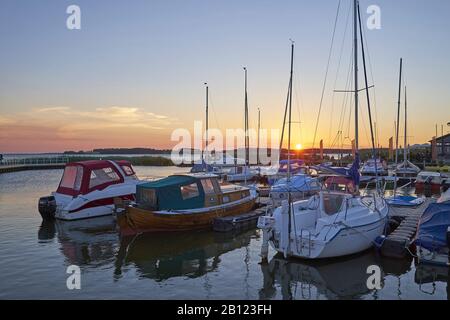 Sunset at Ückeritz Marina, Usedom Island, Mecklenburg-West Pomerania, Germany Stock Photo