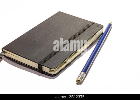 Block Notes and pencil isolated on white Stock Photo