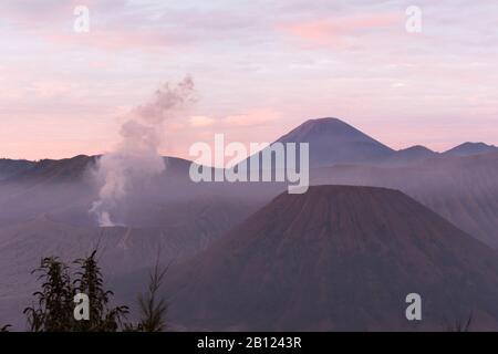 Sunrise in front of Bromo mountain, Indonesia Stock Photo