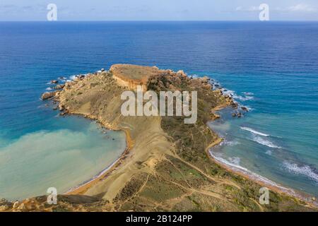 Ghajn Tuffieha, Malta - Aerial panoramic view of the coast of Ghajn ...