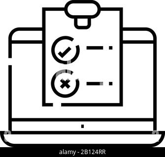 Computer test line icon, concept sign, outline vector illustration, linear symbol. Stock Vector