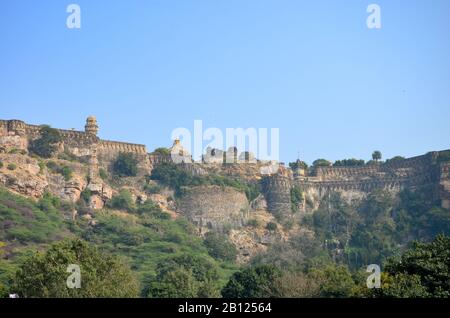 Parts of Chittorgarh Fort depicting the rich heritage of Rajasthan, India Stock Photo