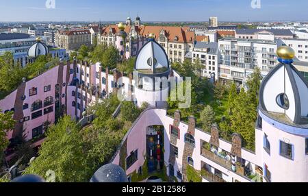 View from the Green Citadel over the city center, Magdeburg, Saxony-Anhalt, Germany Stock Photo