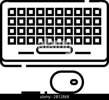 Computer keyboard line icon, concept sign, outline vector illustration, linear symbol. Stock Vector