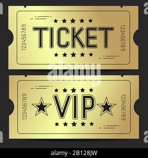 Set Vector Of A Ticket Icon In A Flat Style. Retro Ticket Stub . Stock Vector