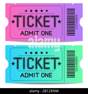 Set Vector Of A Ticket Icon In A Flat Style. Retro Ticket Stub . Stock Vector