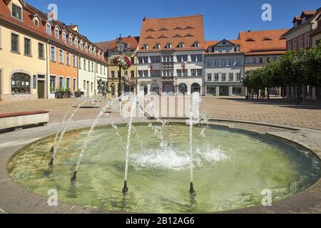The wooden market with water feature in Naumburg / Saale, Saxony-Anhalt, Germany Stock Photo