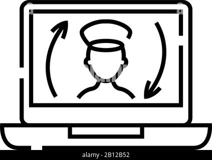 Computer protector line icon, concept sign, outline vector illustration, linear symbol. Stock Vector
