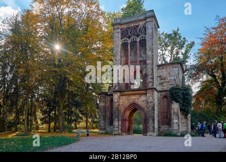 Ruin of the Tempelherrenhaus in the park at the Ilm, Weimar, Thuringia, Germany