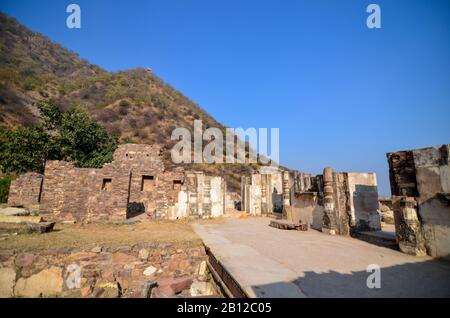 Ruins of 17th century Bhangarh Fort at Alwar Village in Rajasthan, India Stock Photo