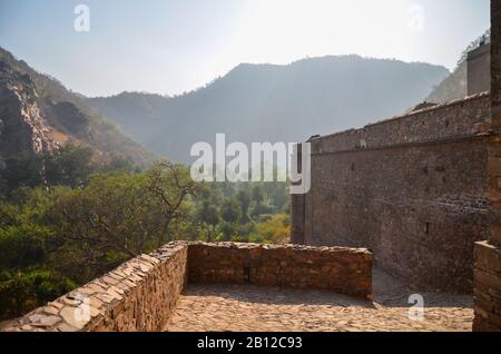 Ruins of 17th century Bhangarh Fort at Alwar Village in Rajasthan, India Stock Photo