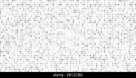 Binary matrix code. Computer data stream, digital security codes and gray coding information abstract vector background Stock Vector