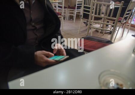 Using The Phone Stock Photo