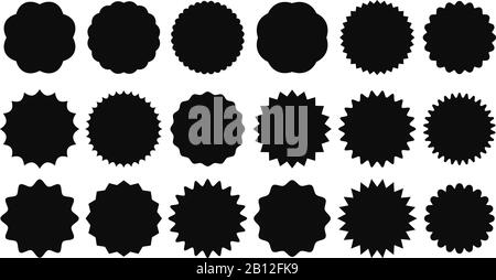 Sunburst sticker. Vintage sale stickers, burst rays promo button and sun bursts price isolated vector shapes icons Stock Vector