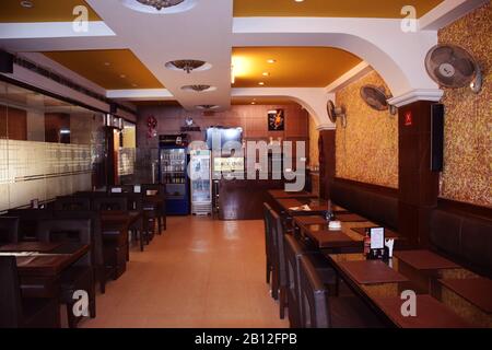 A restaurant view of an Indian hotel or Hotel restaurant Stock Photo